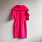 1960s Hot Pink Silk Dress With Shawl Collar (L/XL)