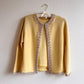 1960s Yellow Knit Sweater Set With Pastel Sequins (S/M)