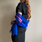 1990s Royal Blue Long Scarf With Pink Rose