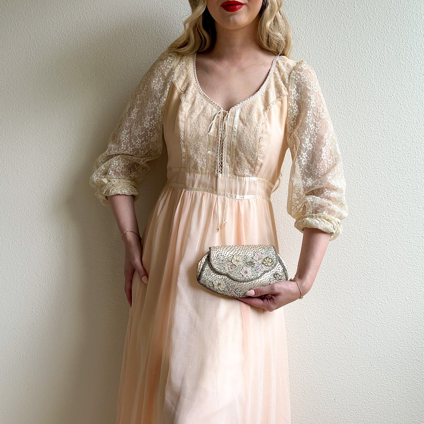 1940s Silk Clutch With Floral Beading