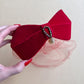 1950s Red Velvet Headband With Tear-Drop Pearl and Netting