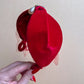 1950s Red Velvet Headband With Tear-Drop Pearl and Netting