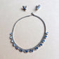 1950s Icy Blue Rhinestones Earring and Necklace Set