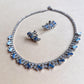 1950s Icy Blue Rhinestones Earring and Necklace Set