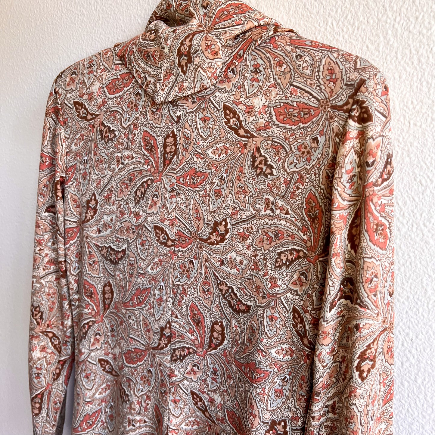 1970s Cowl Neck Paisley Pattern Maxi Dress (S/M)