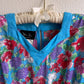 1980s Diane Freis Red Poppy Dress With Turquoise Details (S/M)