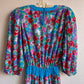 1980s Diane Freis Red Poppy Dress With Turquoise Details (S/M)