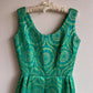 Fab 1960s Blue and Green Pattern Gown With Gold Details (S/M)