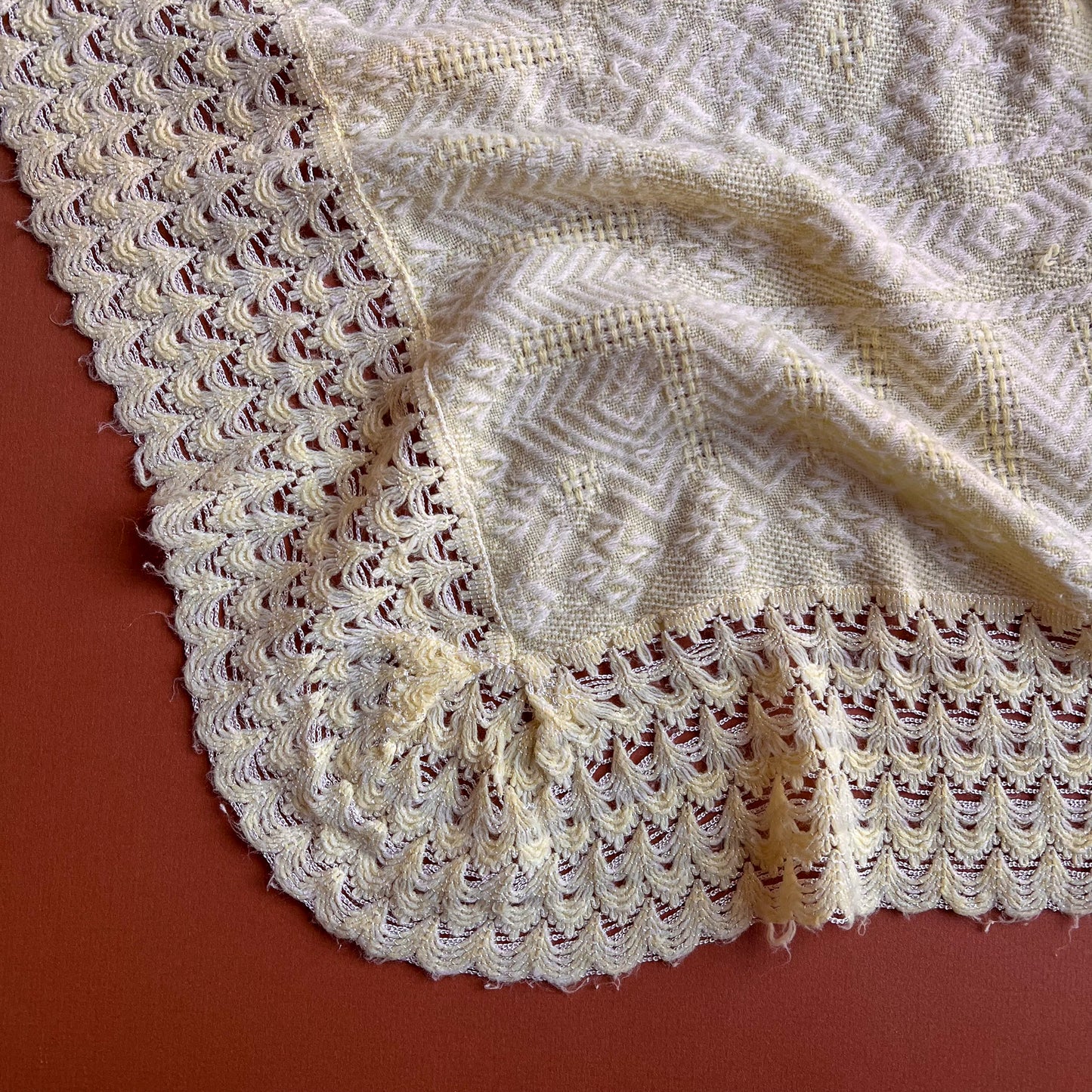 1970s Lemon Yellow Hand Knit Scarf