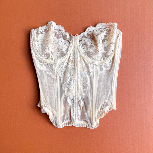 Sexy 1950s White Lace Bustier (XS/S)