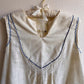 1960s Sheer Ivory Summer Dress With Blue Trim (S/M)