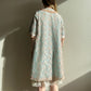 1960s Blue Ribboned Bed Jacket With Pink Lace (M/L)