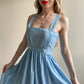 1950s Blue Gingham Cotton Summer Dress (M)