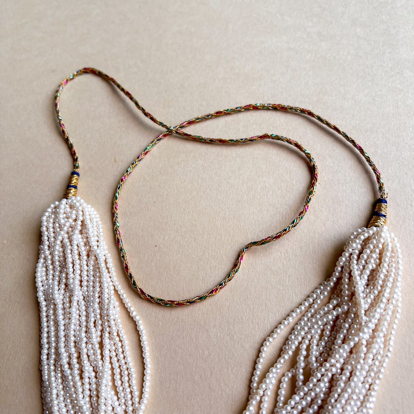 Handmade Indian Necklace With Micro Pearls and Reversible Pendant