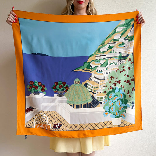 Gorgeous Valentino Summer Mediterranean Scene Silk Scarf