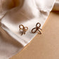 Vintage Inspired Gold-Tone Bow Stud Earrings
