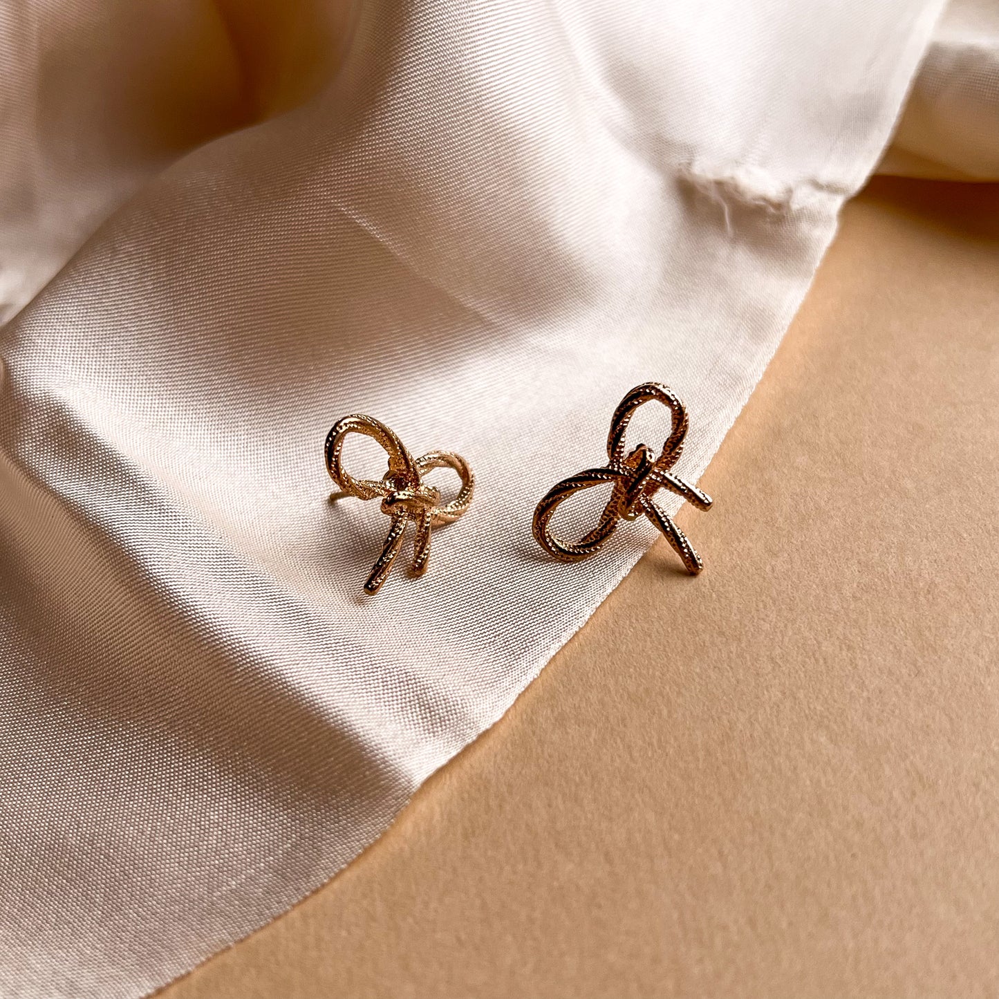 Vintage Inspired Gold-Tone Bow Stud Earrings