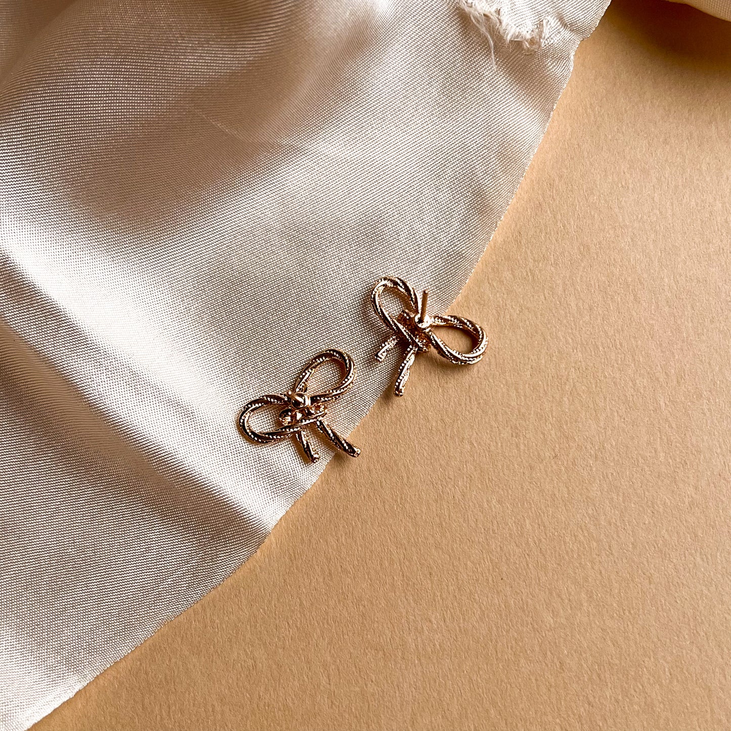 Vintage Inspired Gold-Tone Bow Stud Earrings