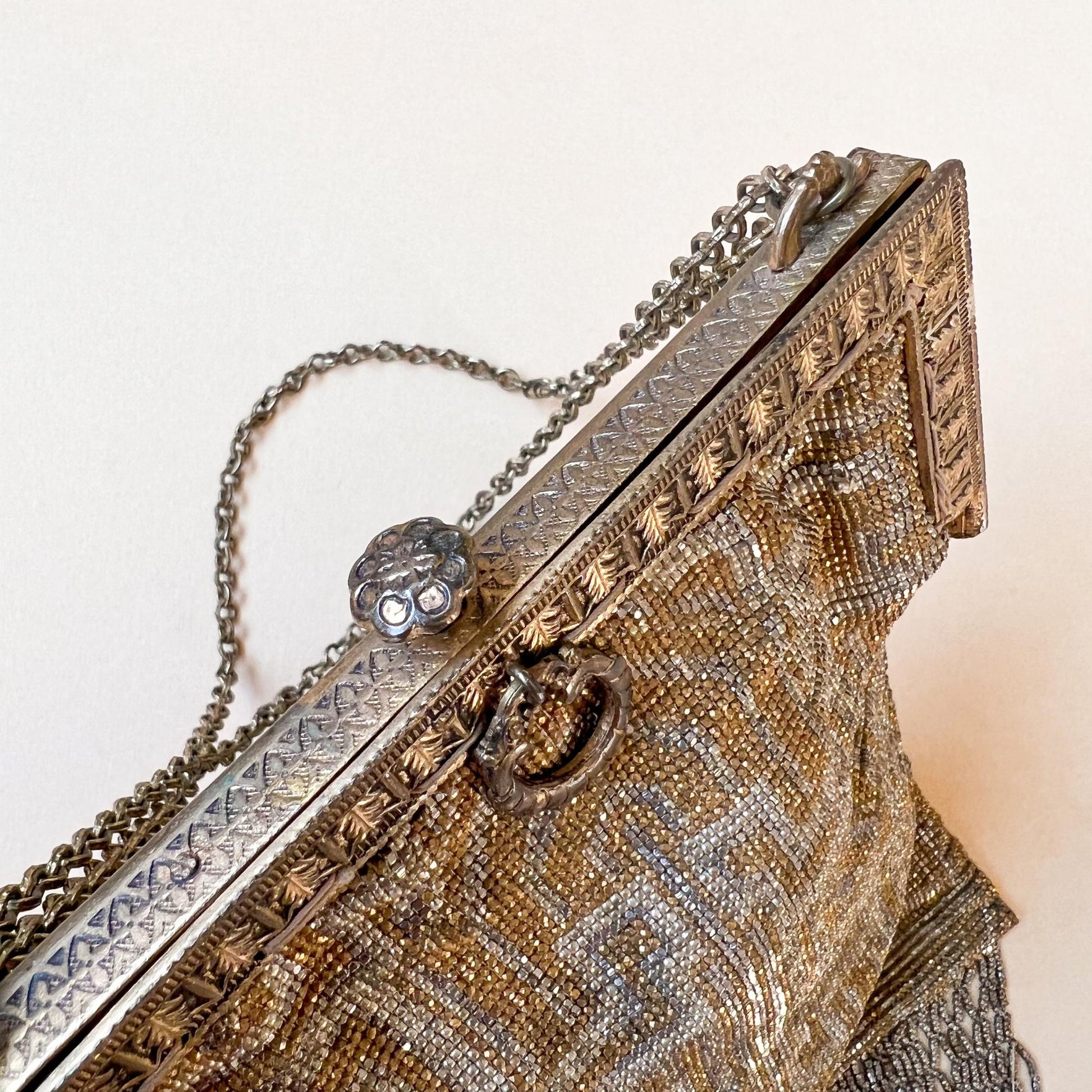 Antique Steel Beaded Flapper Hand Bag 1920s