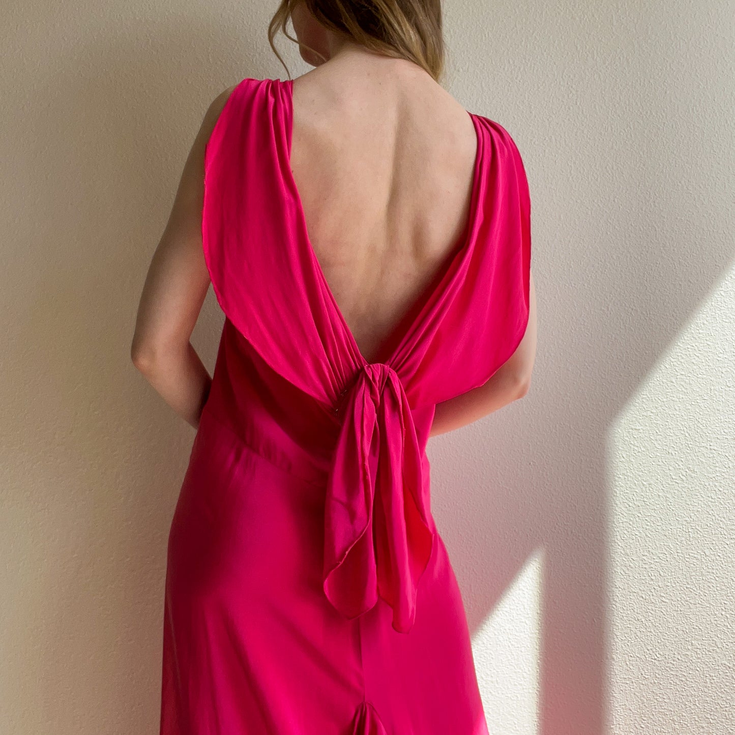 Reworked 1930s Hot Pink Silk Gown (XS/S)