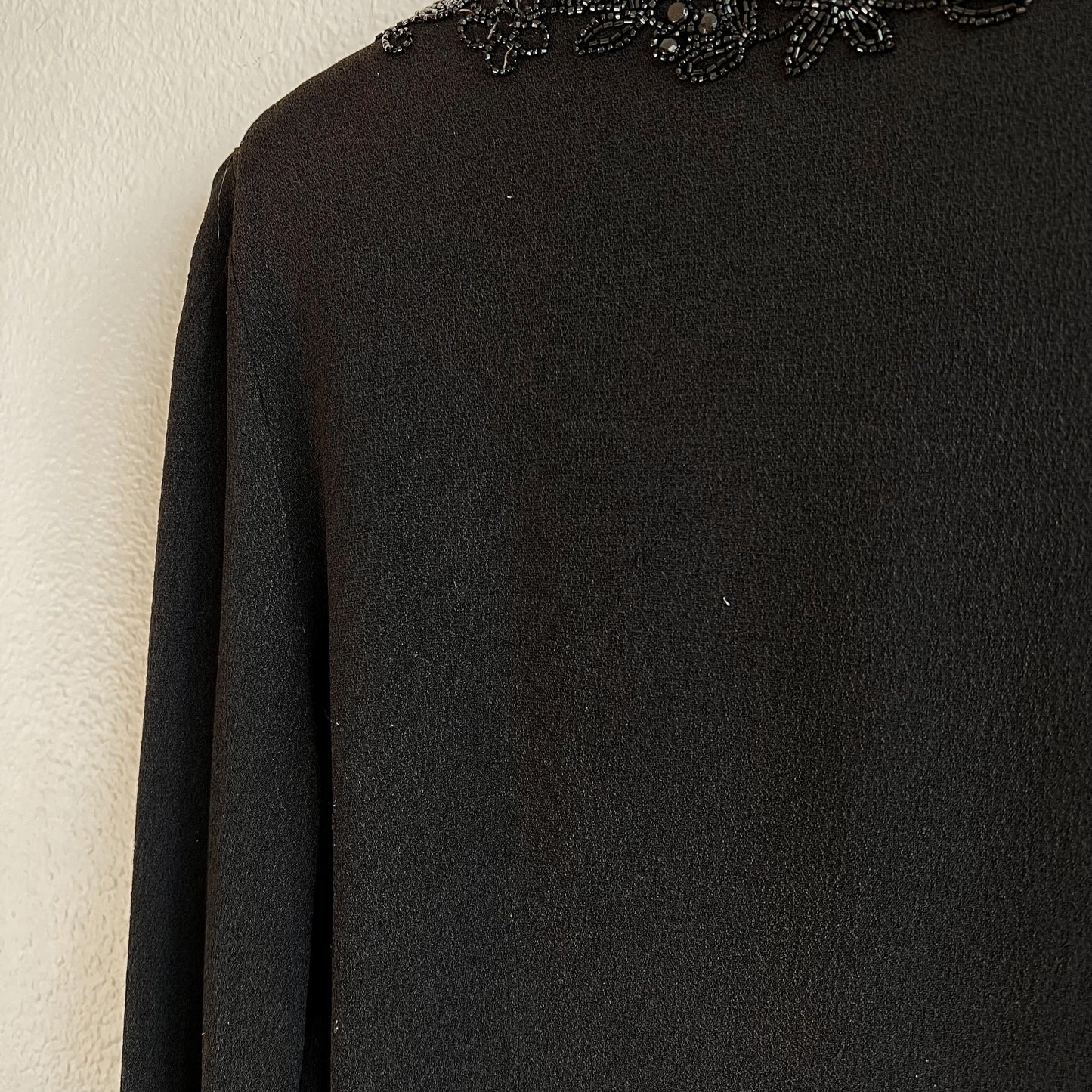 1940s Black Beaded Rayon Cardigan (S/M)