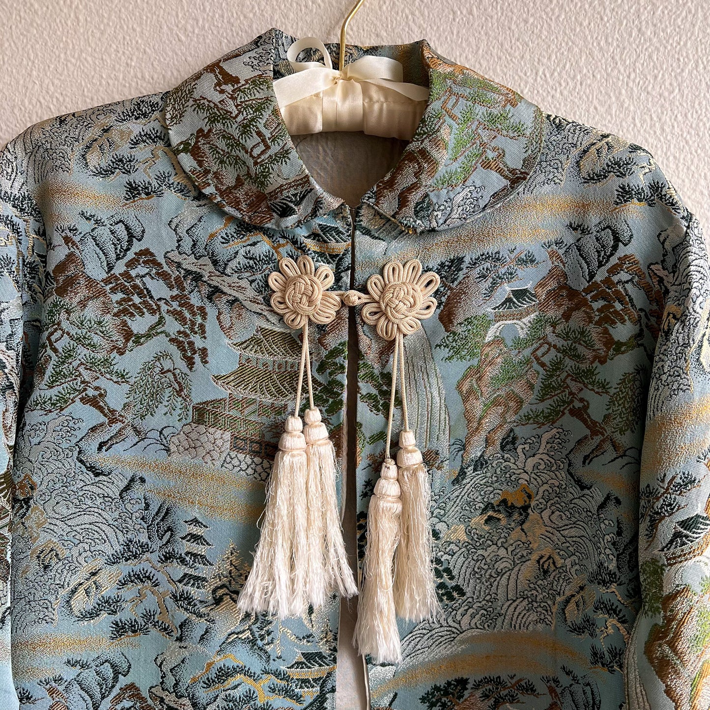 1940s Fujibayashi Blue Silk Jacquard Jacket (M/L)