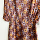 1950s Brown and Blue Abstract Pattern Dress (S/M)
