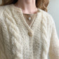 1950s Cream Cable Knit Buttoned Cardigan (S/M)