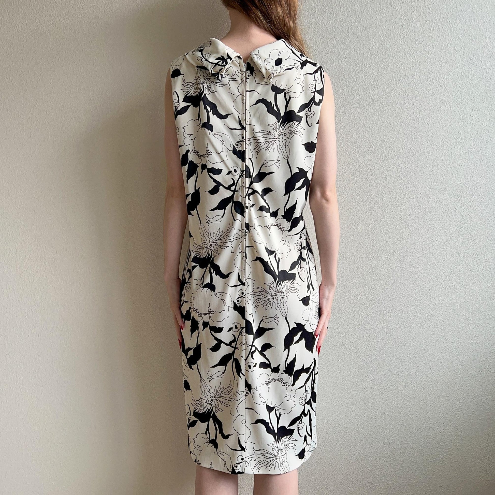 1960s Black and White Floral Print Mod Dress (L/XL) – Studio Gloria Vintage