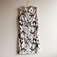 1960s Black and White Floral Print Mod Dress (L/XL)