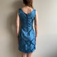 1960s Blue Silk Jacquard Mini Dress (XS/S)
