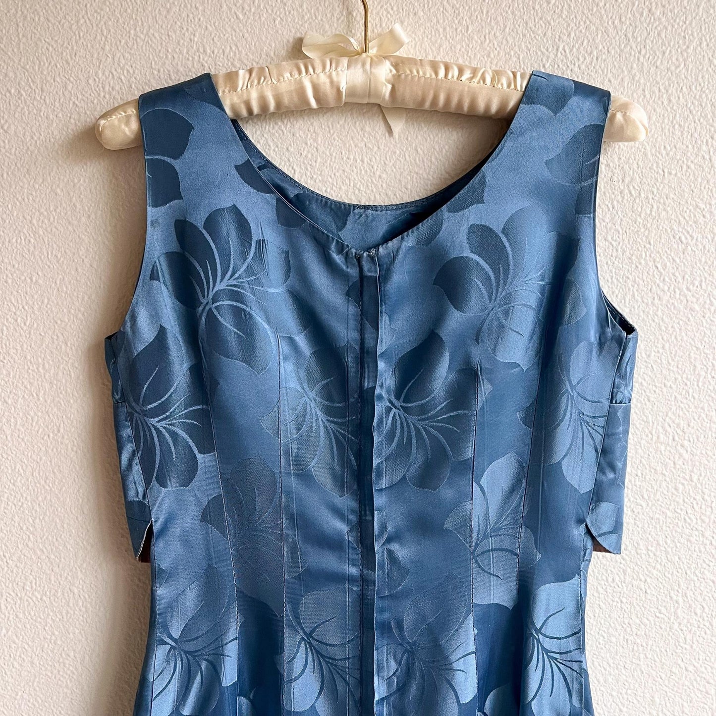 1960s Blue Silk Jacquard Mini Dress (XS/S)