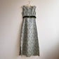 Gorgeous 1960s Green Floral Gown With Velvet Trim (S)