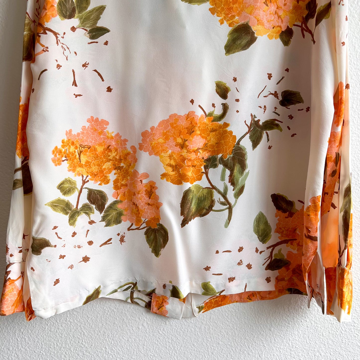 1960s Orange Floral Print Blouse (M/L)