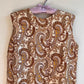 1960s Brown Paisley Silk Shift Dress (S/M)