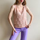 1960s Pink Sequined and Beaded Wool Tank Top (M/L)