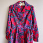 Fabulous 1960s Red and Purple Abstract Print Dress (S/M)