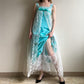 1960s Turquoise Gown With White Lace Overlay (S)