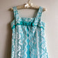 1960s Turquoise Gown With White Lace Overlay (S)