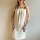 1960s White Shift Dress With Gold Beading (S/M)