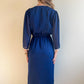 1970s Blue Chiffon Faux Wrap Dress (S/M)