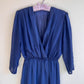 1970s Blue Chiffon Faux Wrap Dress (S/M)