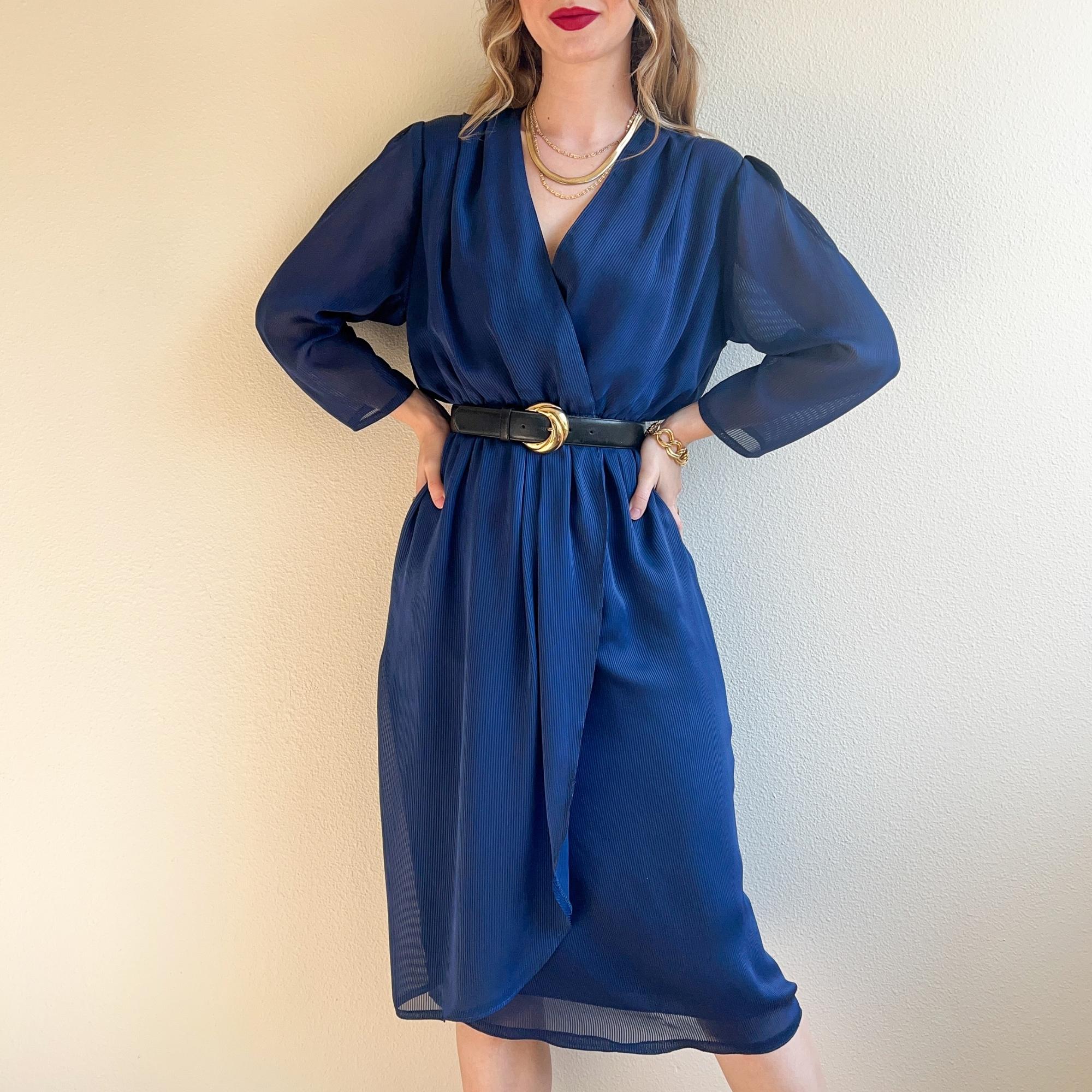 Blue chiffon clearance wrap dress