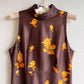 1970s Brown and Orange Roses Maxi Dress (M)