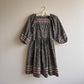 Charming 1970s Grey Floral Cotton Prairie Dress (XS)