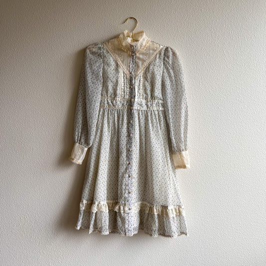 Darling 1970s Gunne Sax Pale Blue Cotton Summer Babydoll Dress (XS)