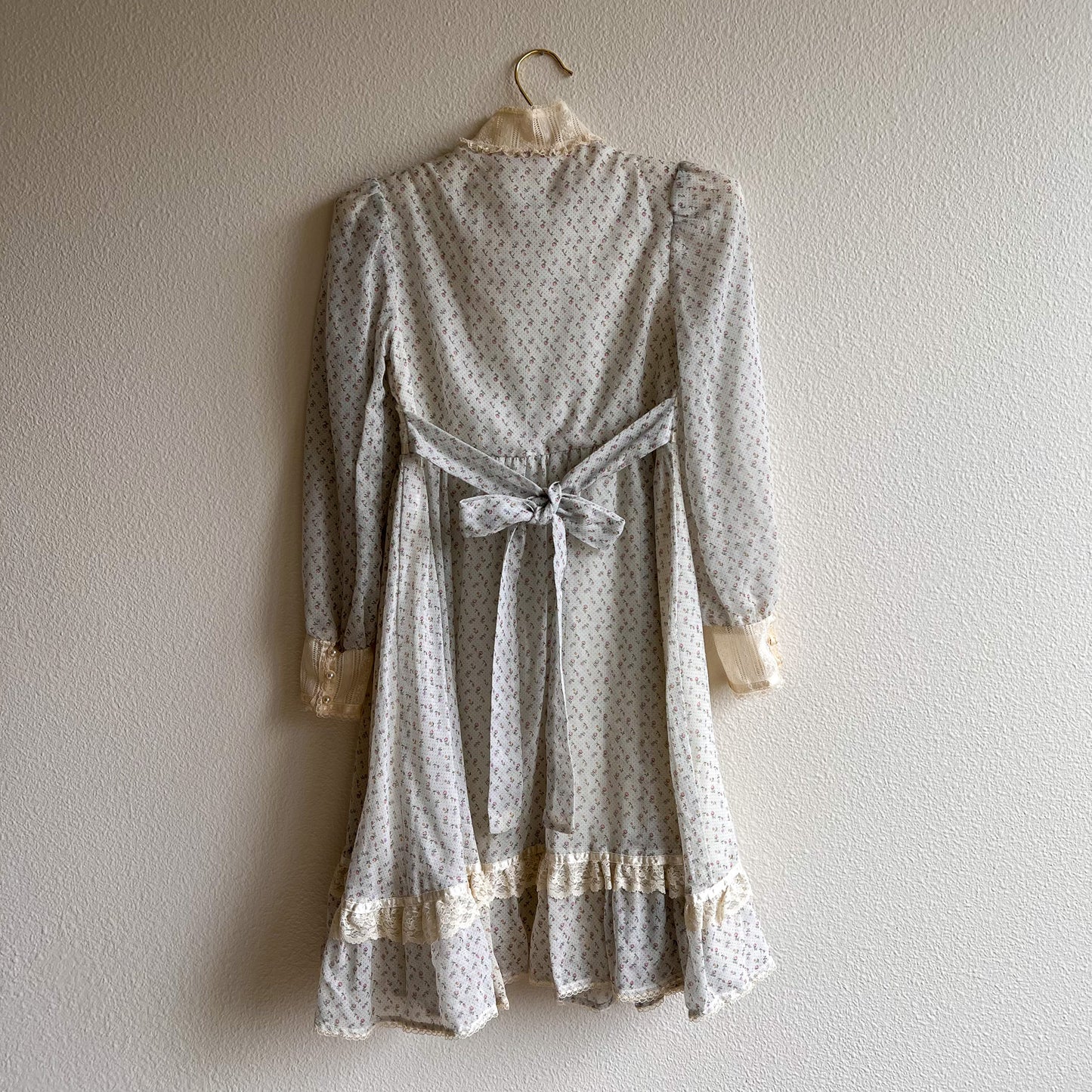 Darling 1970s Gunne Sax Pale Blue Cotton Summer Babydoll Dress (XS)