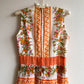 1970s Orange Floral Maxi Dress With Bow (S/M)