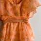 Darling 1970s Sylvia Ann Orange Chiffon Tiered Gown (XS/S)