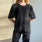 1980s Black Beaded Blouse With Silk Lining (M/L)